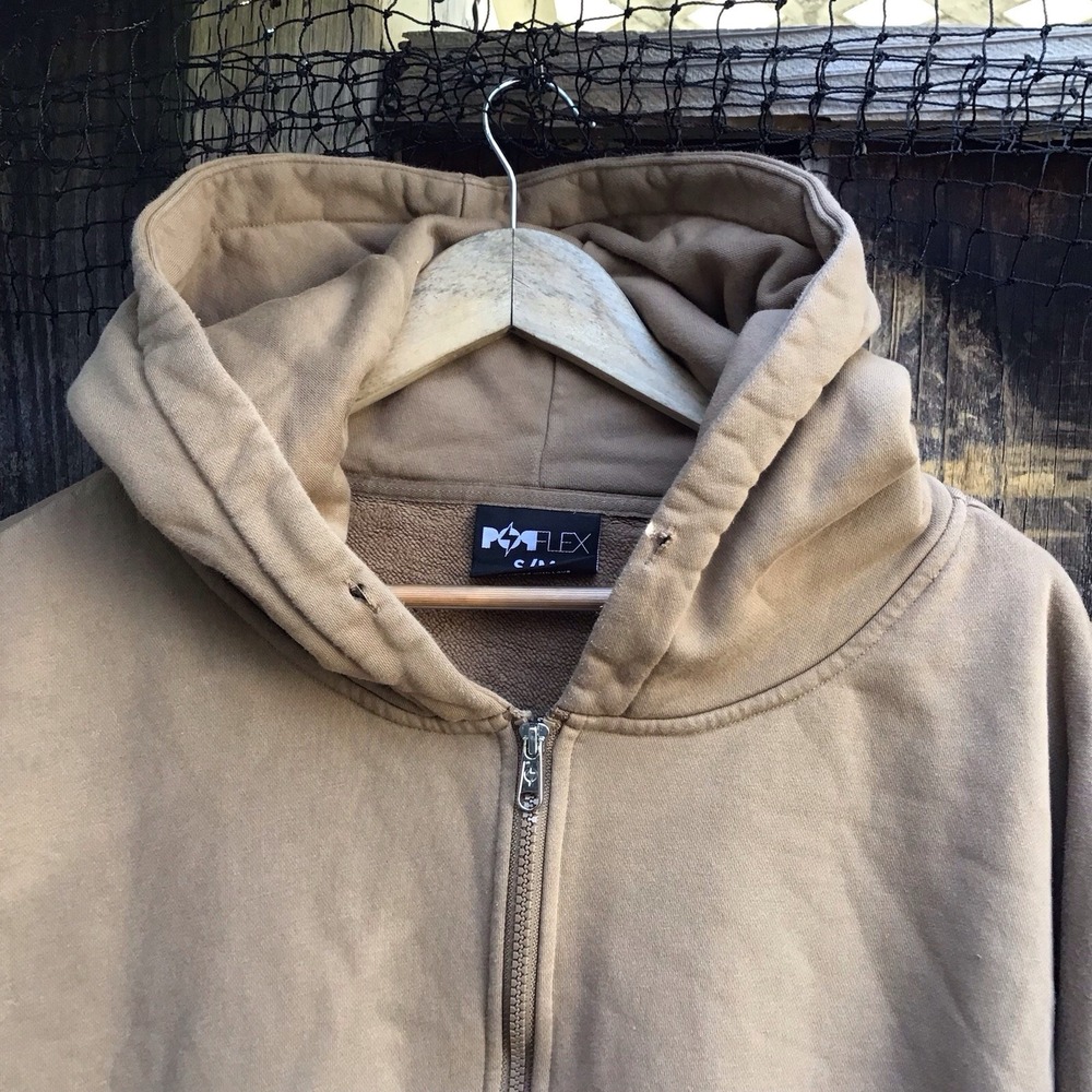 POPFLEX Women's S/M Cropped Oversized Zip Up Hoodie Tan Beige Missing Drawstring - Picture 3 of 7